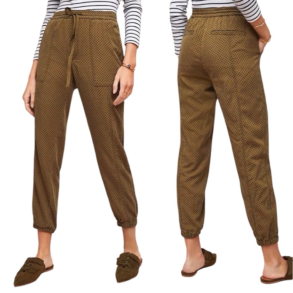 Anthropologie Flocked Polka Dot Joggers